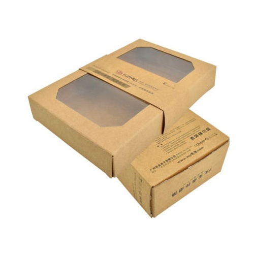 China Custom Craft Paper Box with Clear PET Plastic Window, craft paper packaging box
